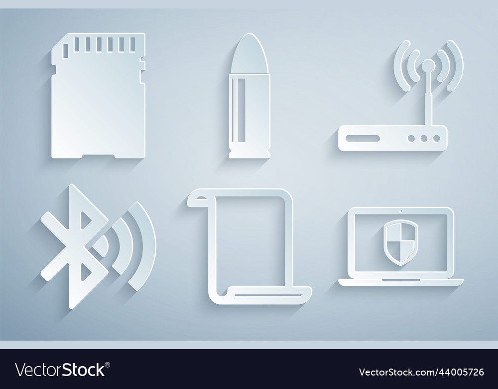 Set paper scroll router and wi-fi bluetooth Vector Image Set paper scroll router and wi-fi bluetooth