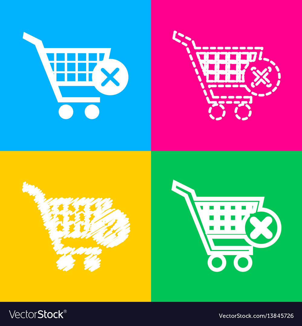 Shopping cart with delete sign four styles