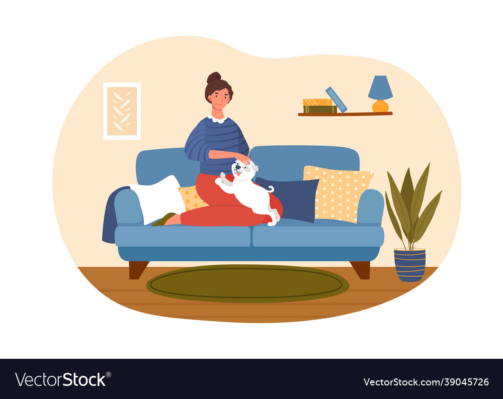 Woman with dog concept Royalty Free Vector Image