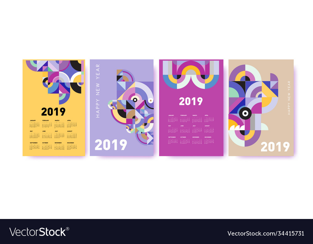 2021 calendar design template with colorful Vector Image 2021 calendar design template with colorful