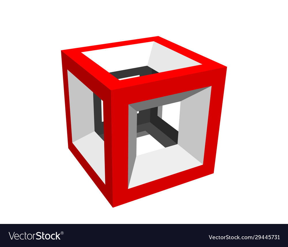 Abstract cube wireframe isolated on white