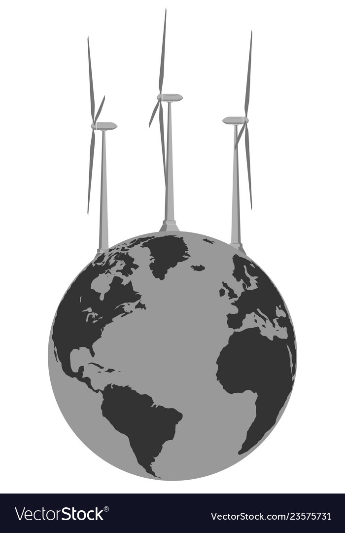 Abstract image of wind generators and the planet