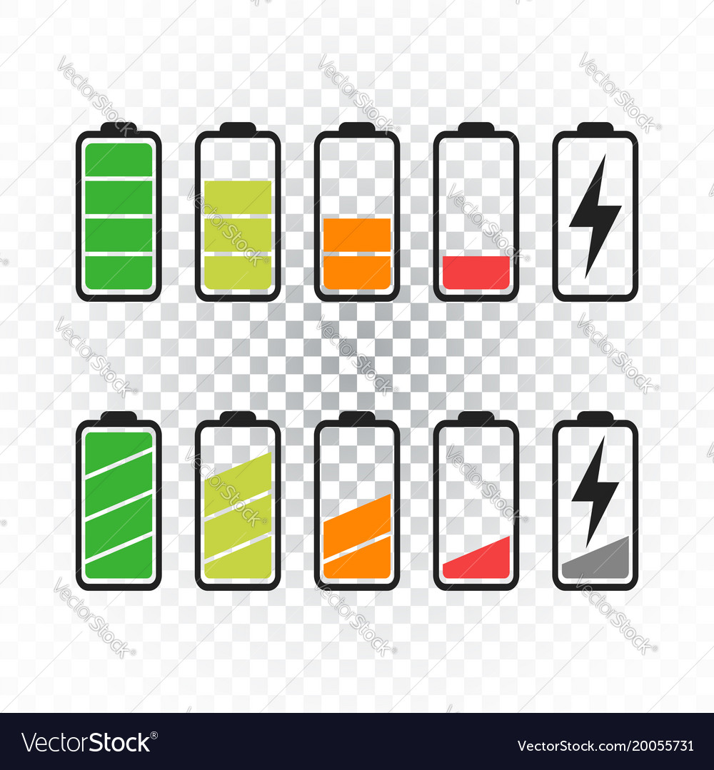 Battery icon set on isolated background symbols