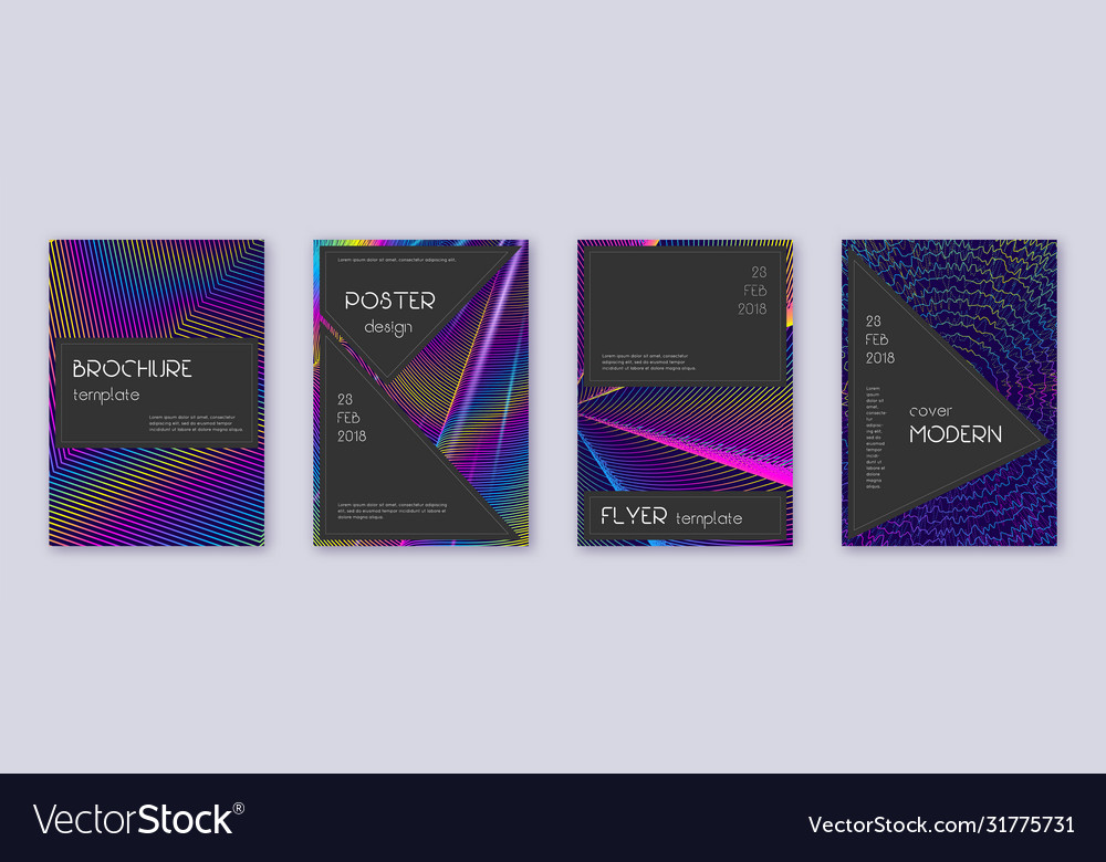 Black brochure design template set rainbow