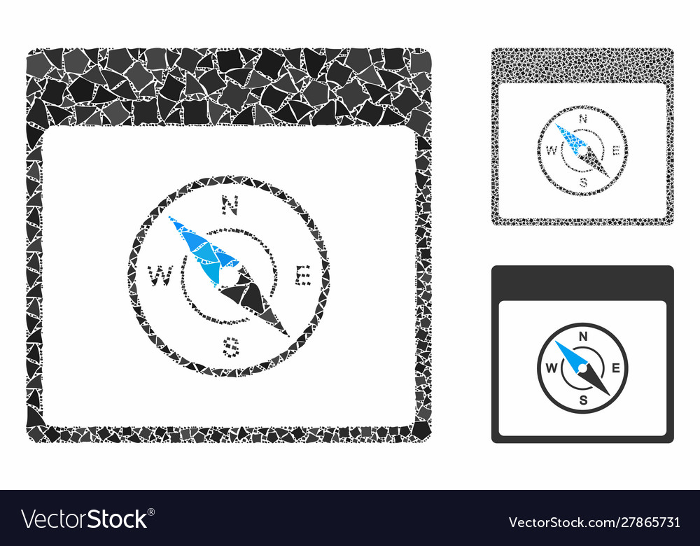 Compass calendar page mosaic icon humpy items vector image Compass calendar page mosaic icon humpy items