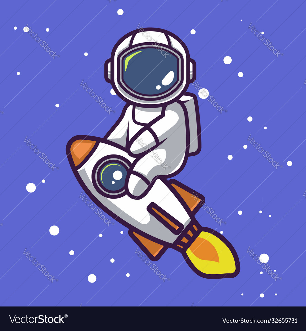 Cute astronaut mascot space theme vector image Cute astronaut mascot space theme