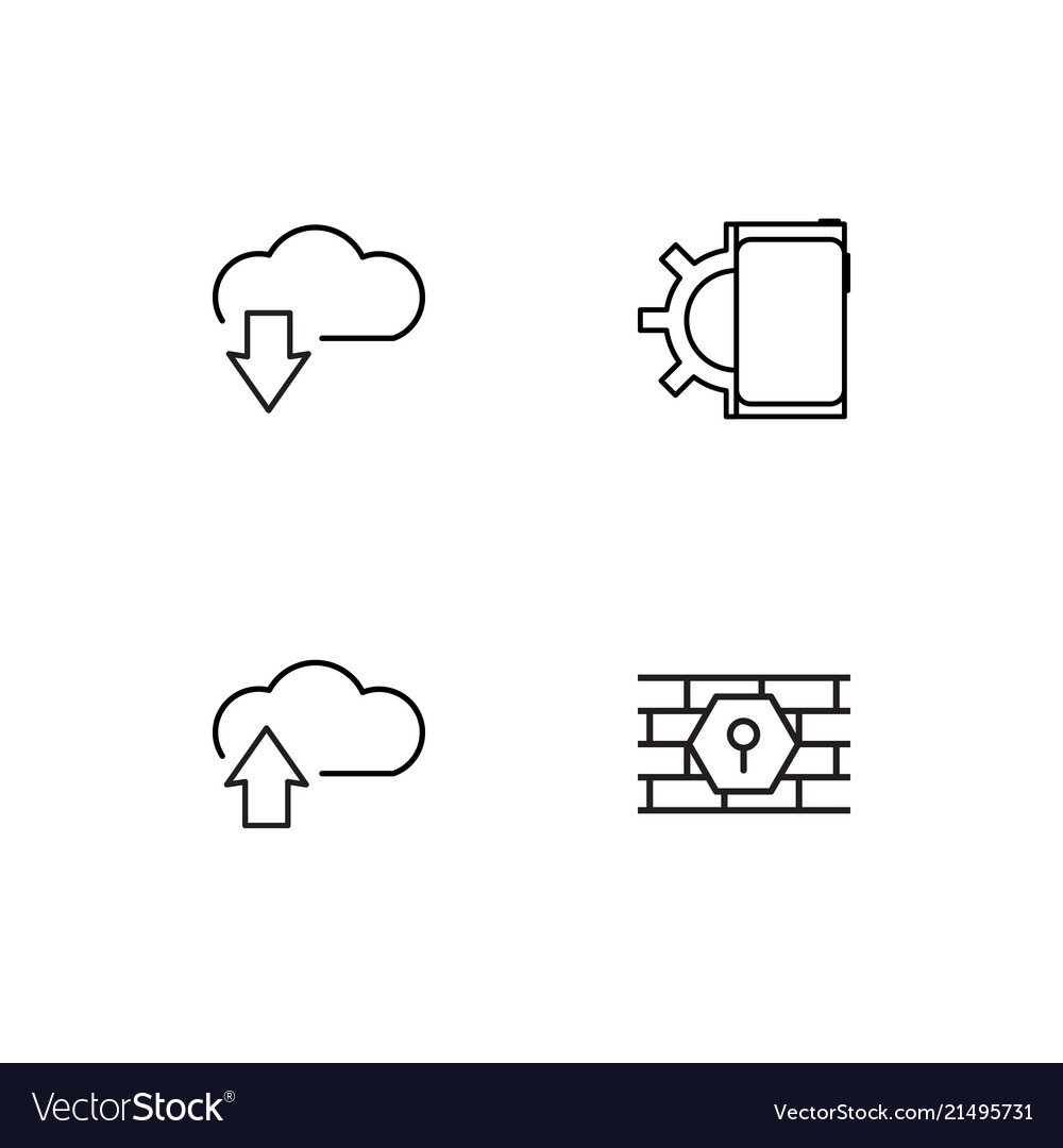 Cyber security linear icons set simple outline
