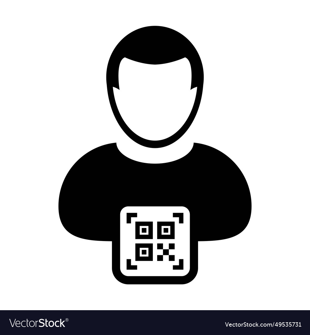 Digital id icon avatar with qr code for biometric vector image Digital id icon avatar with qr code for biometric