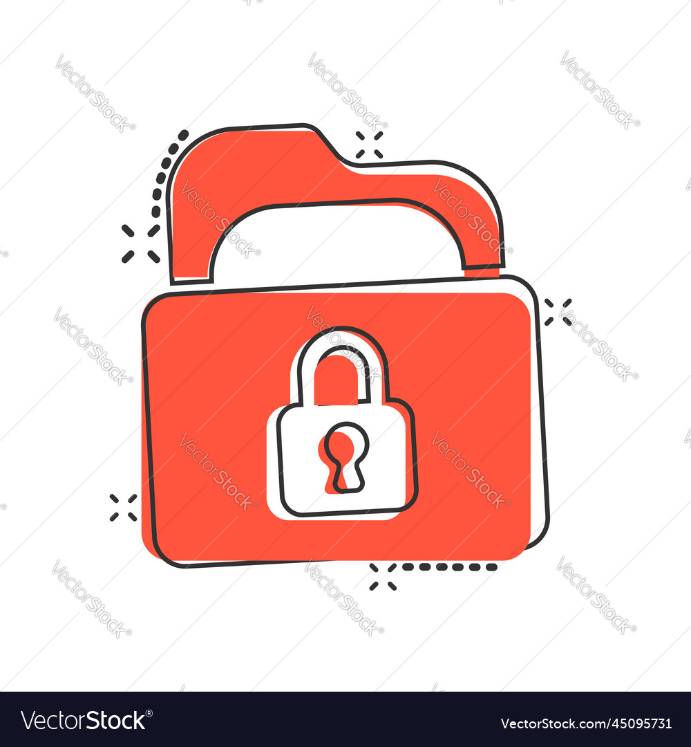 Files folder permission icon in comic style vector image Files folder permission icon in comic style