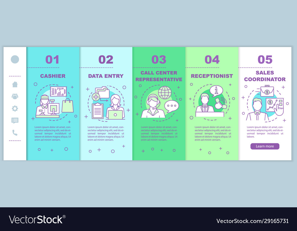 Finding part time jobs onboarding mobile web vector image Finding part time jobs onboarding mobile web