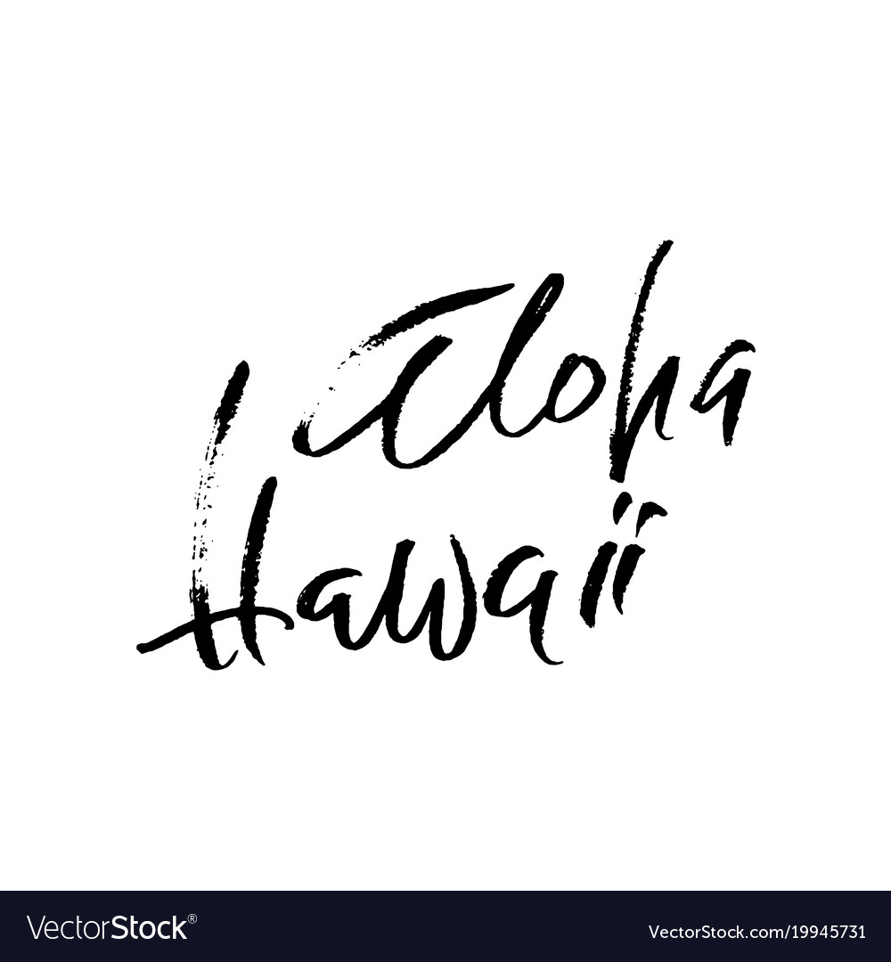 Hand drawn phrase aloha hawaii lettering design