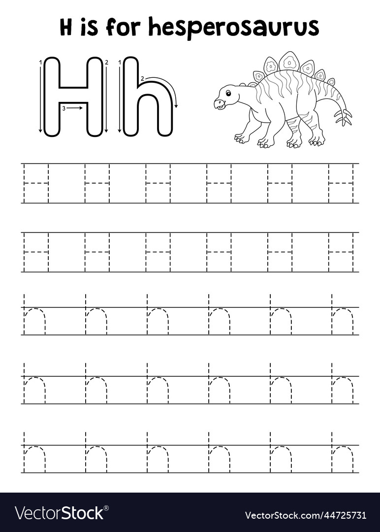 Hesperosaurus Dino Tracing Letter Abc Coloring H Vector Image