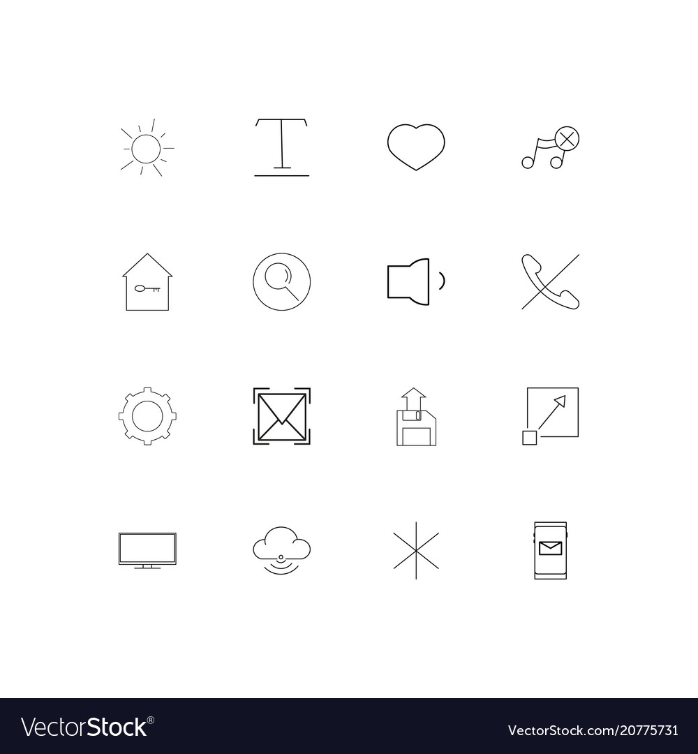 Interface linear thin icons set outlined simple