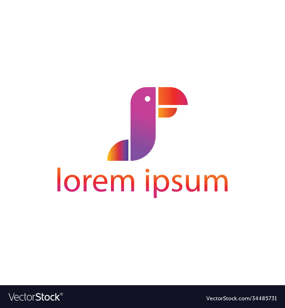 Letter p creative logo bird template colorful vector image Letter p creative logo bird template colorful