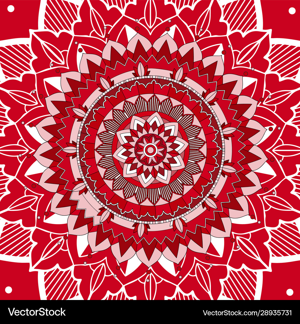 Mandala patterns on red background Royalty Free Vector Image