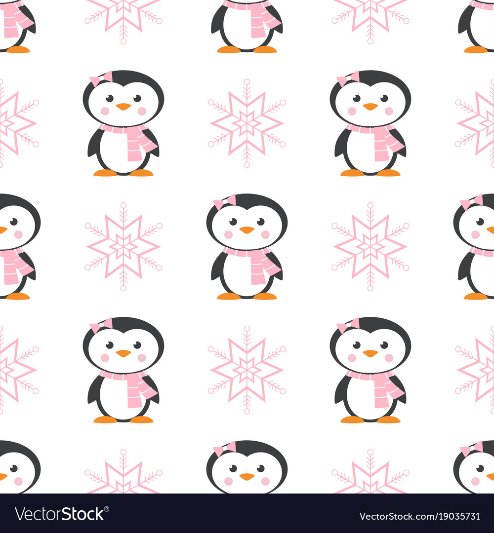 Pattern with penguin and snowflake