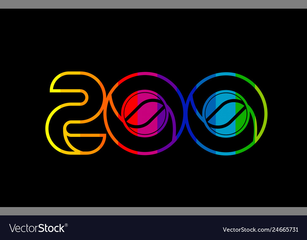 Rainbow color colored colorful number 200 logo