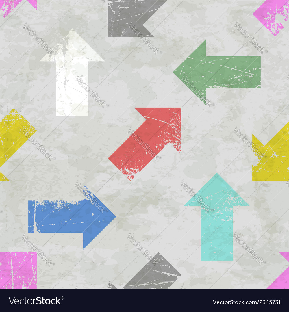 Seamless pattern with scratched colorful arrows