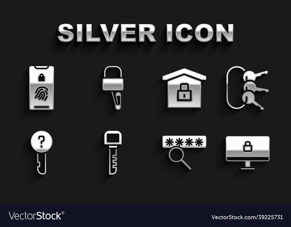 Set key bunch of keys lock on computer monitor vector image Set key bunch of keys lock on computer monitor