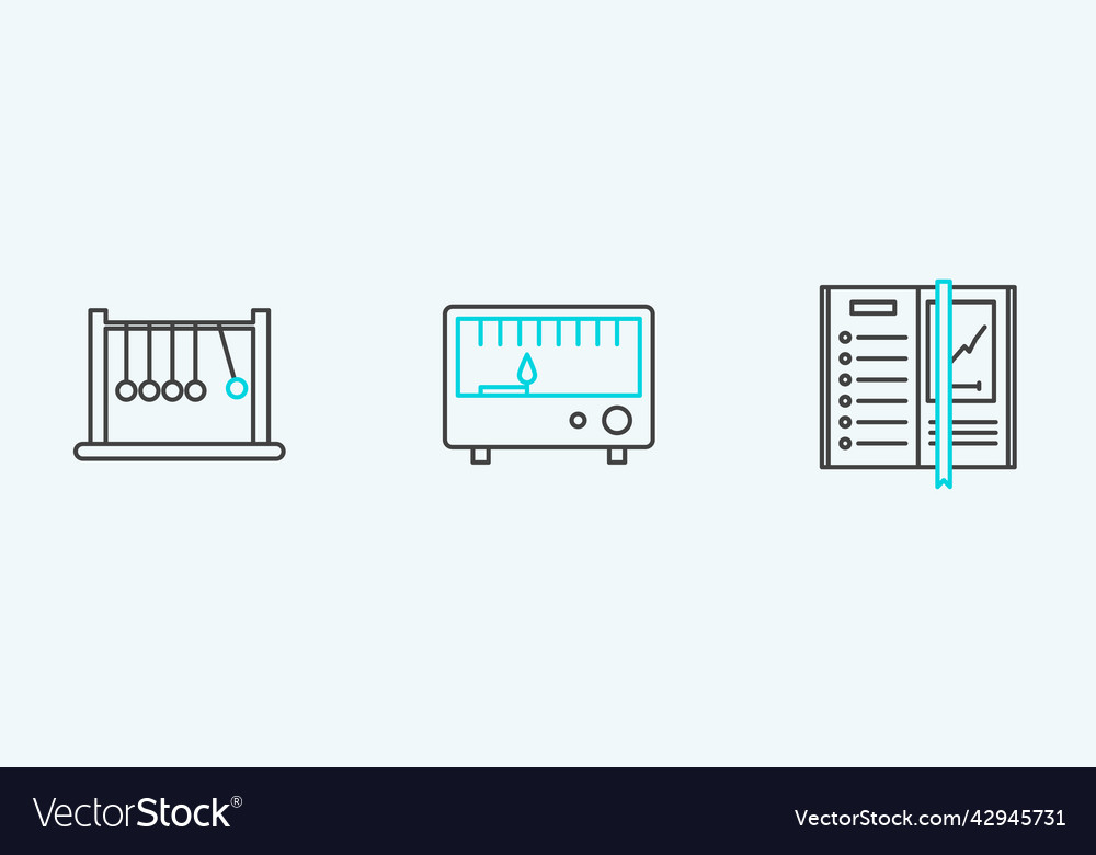 Set line notebook pendulum and electrical vector image Set line notebook pendulum and electrical