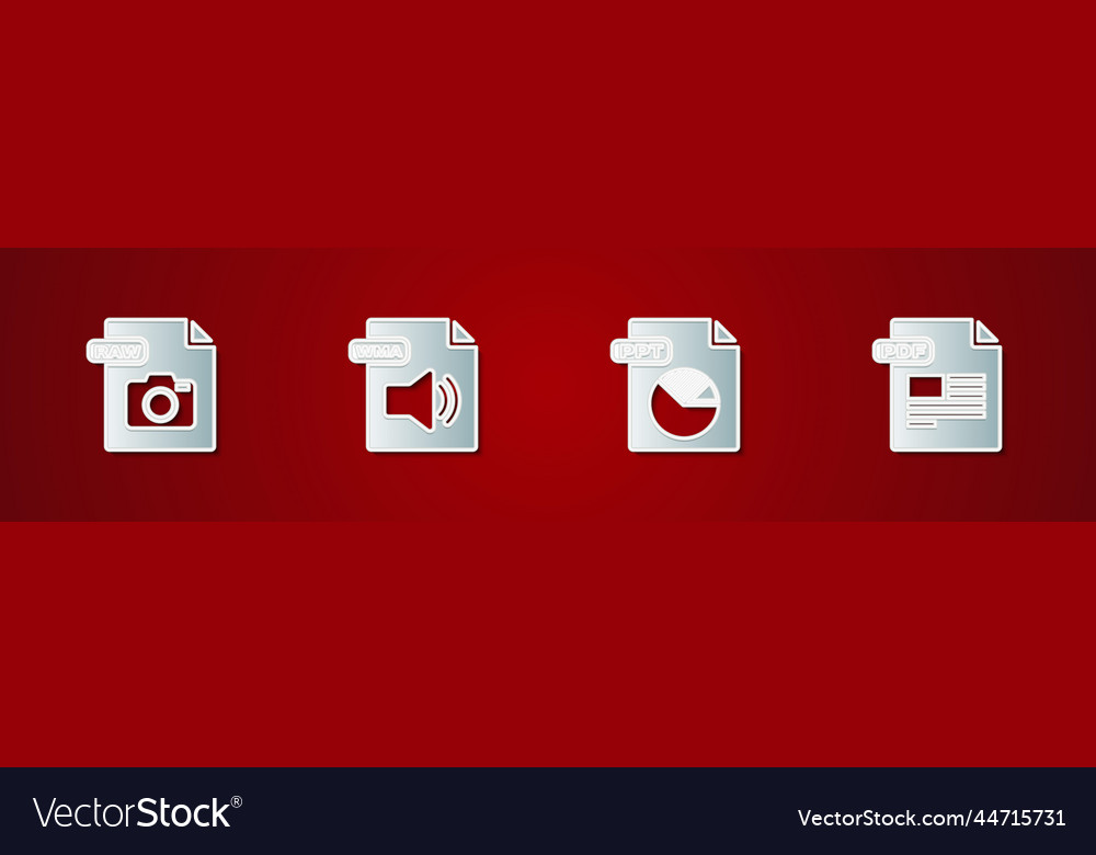 Set raw file document wma ppt and pdf icon Vector Image Set raw file document wma ppt and pdf icon