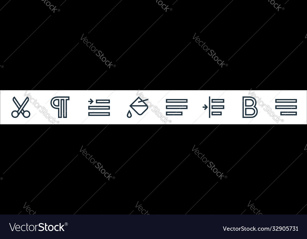 Text editor line icons linear set quality