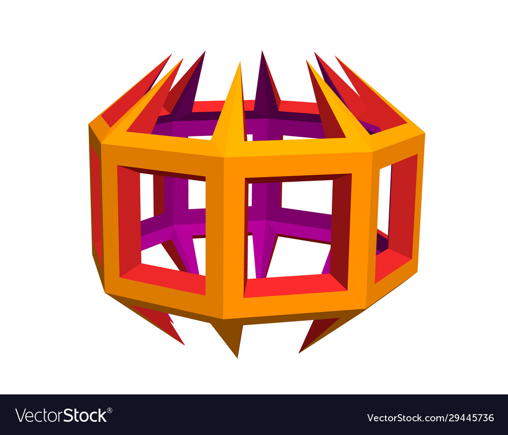 Abstract shape wireframe with thorns 3d
