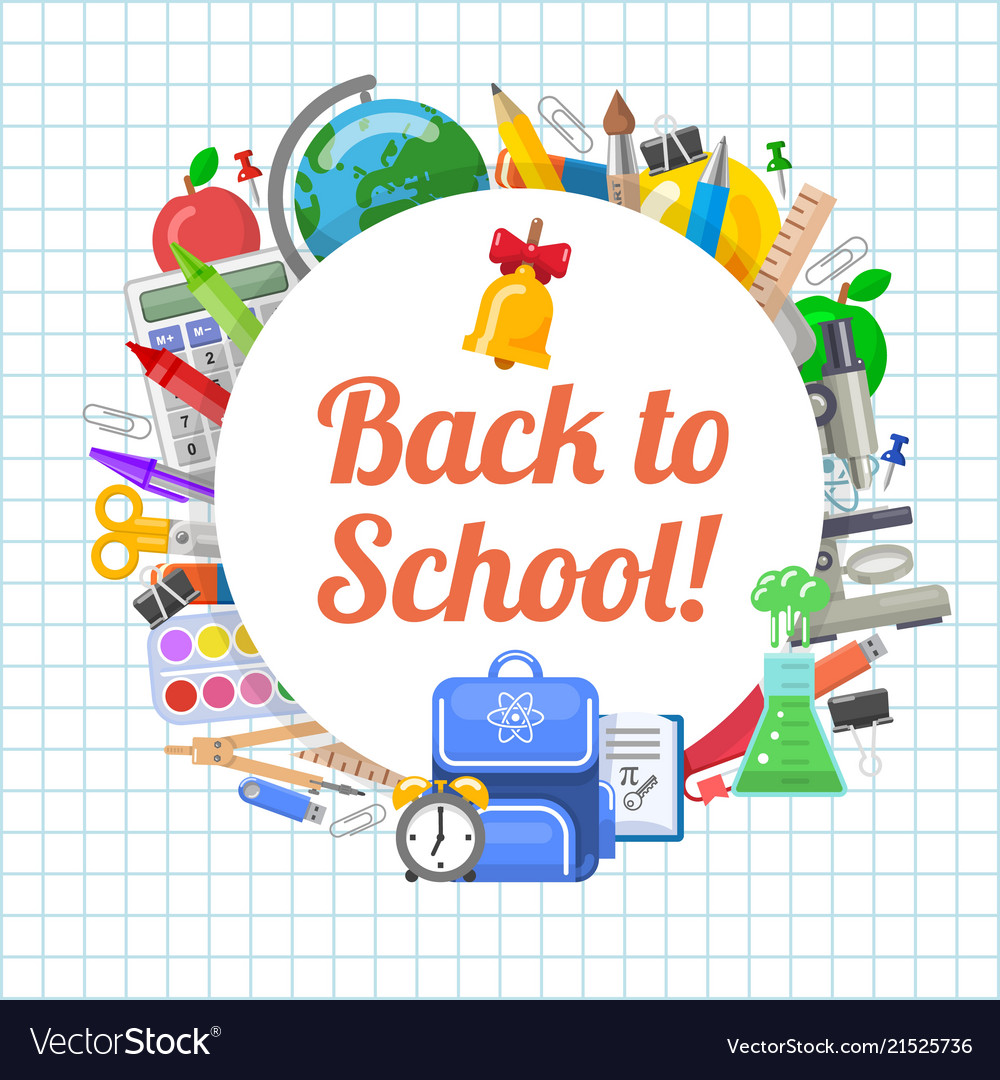 Back to School Objects Round Composition