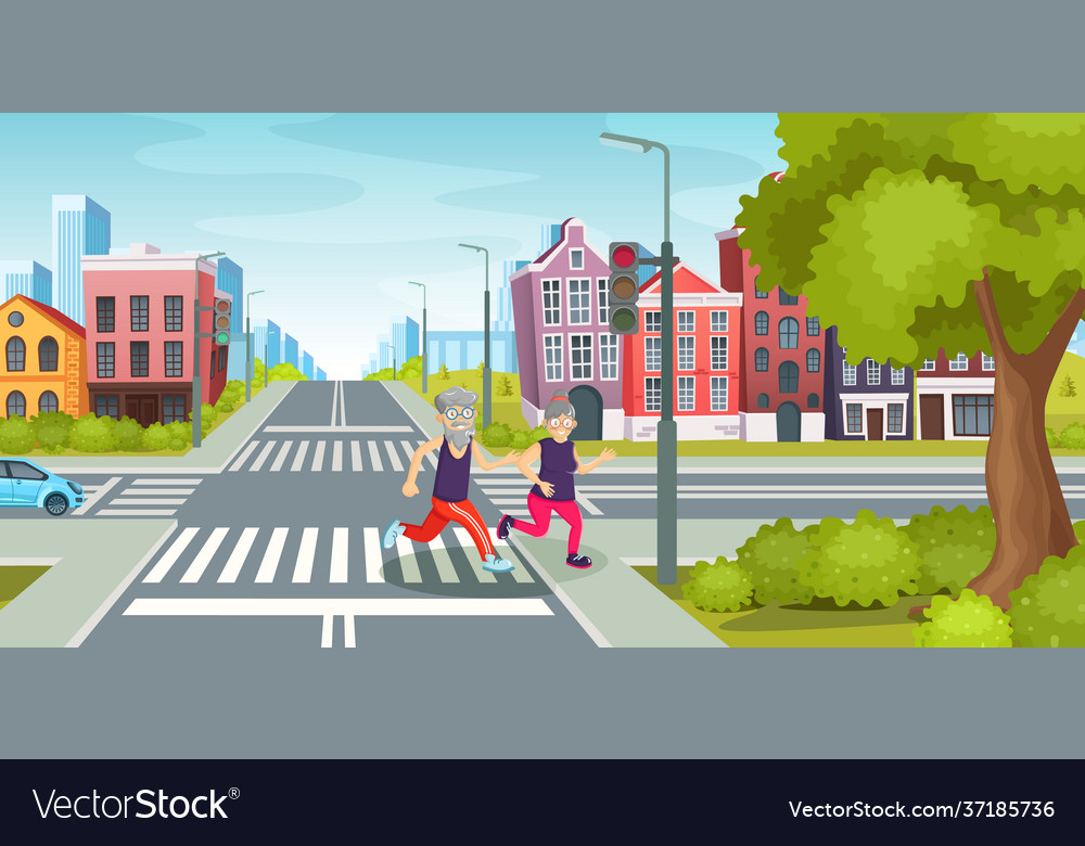 City road with crossroads on background Royalty Free Vector