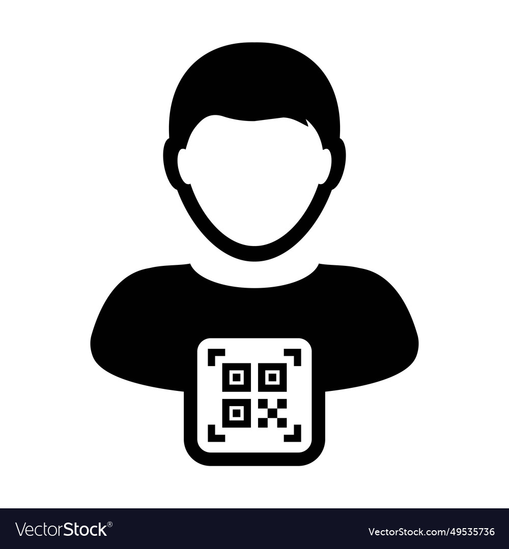 Digital id icon avatar with qr code for biometric vector image Digital id icon avatar with qr code for biometric