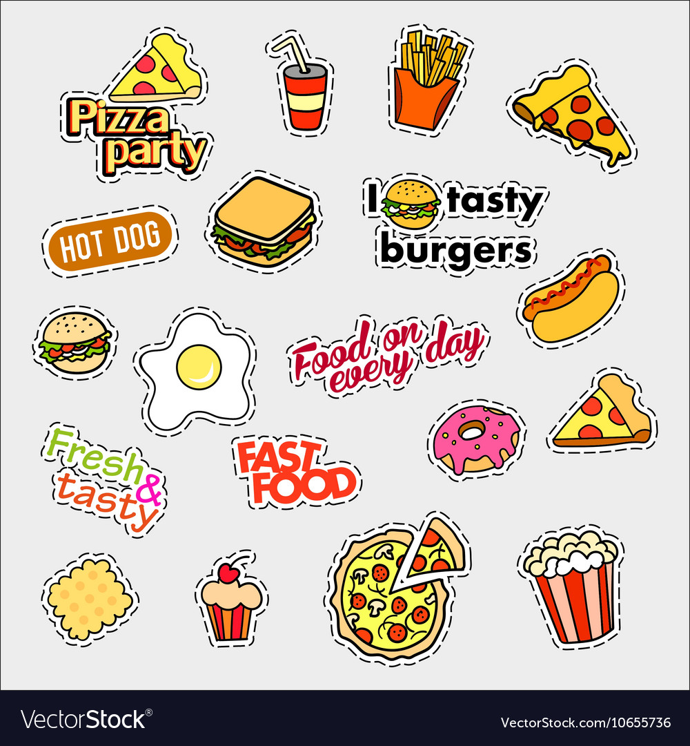 Fashion patch badges fast food set stickers