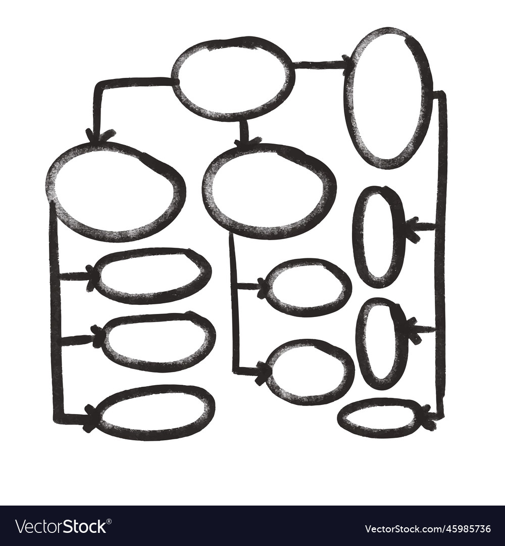 Hand drawn ink block scheme isolated on white