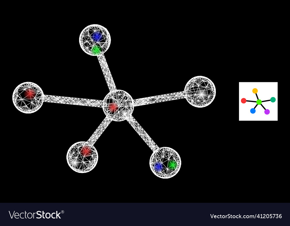 Hatched mesh net connections icon with multi vector image Hatched mesh net connections icon with multi