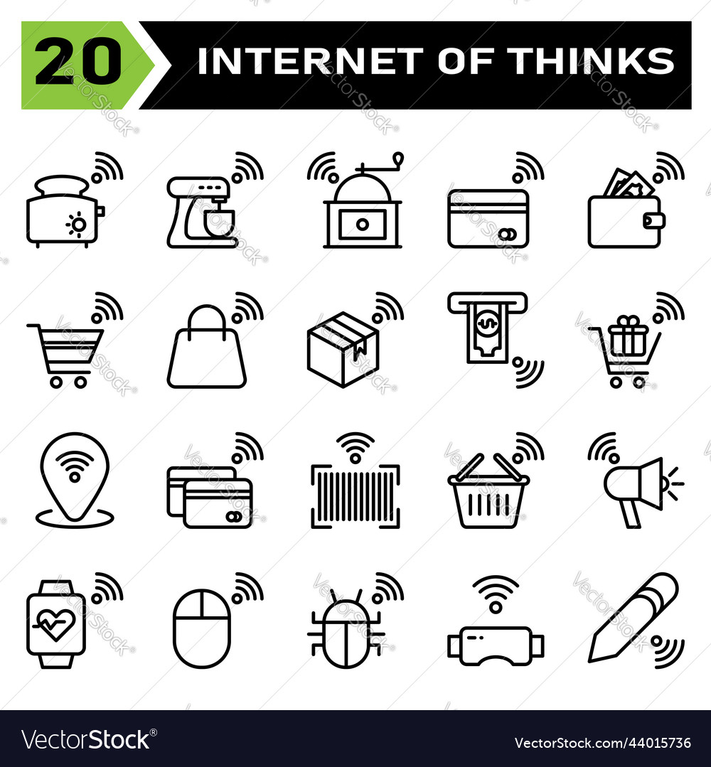 Internet of things icon set include toaster bread vector image Internet of things icon set include toaster bread