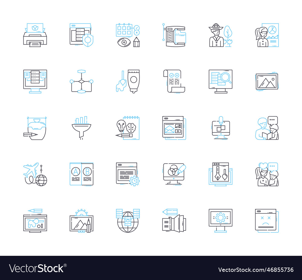 Operations manual linear icons set vector image Operations manual linear icons set