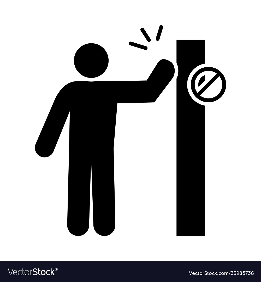 Pictograph man touching wall with forbidden