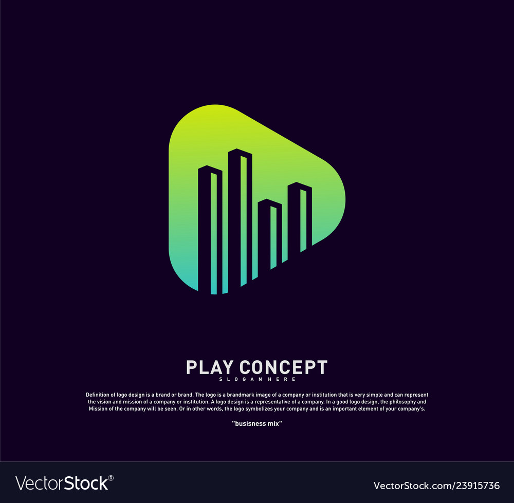 Play media city logo design concept stats Vector Image