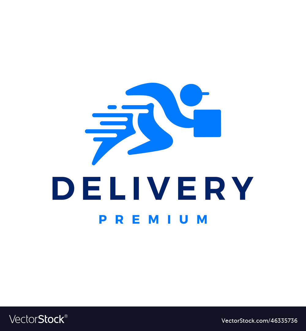 Quick fast delivery man dash logo icon Royalty Free Vector