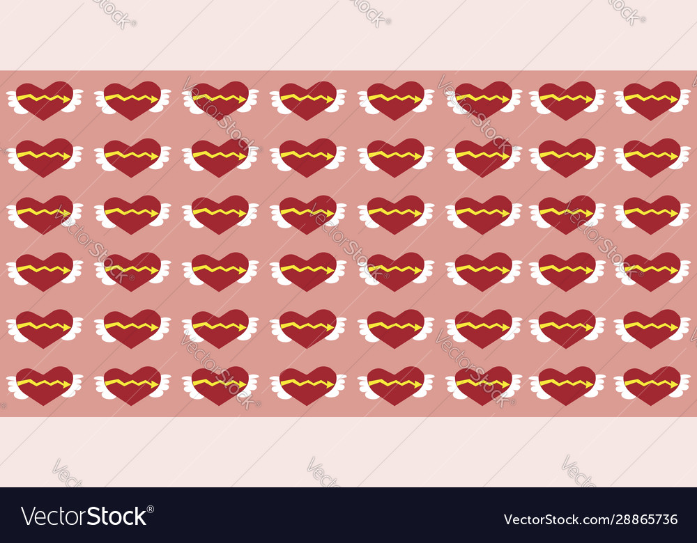 Red heart shaped pattern arrow in middle Vector Image Red heart shaped pattern arrow in middle
