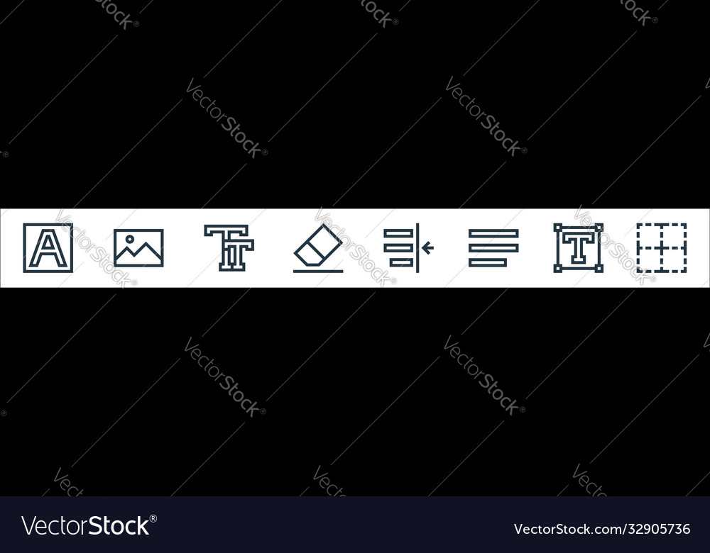 Text editor line icons linear set quality vector image Text editor line icons linear set quality