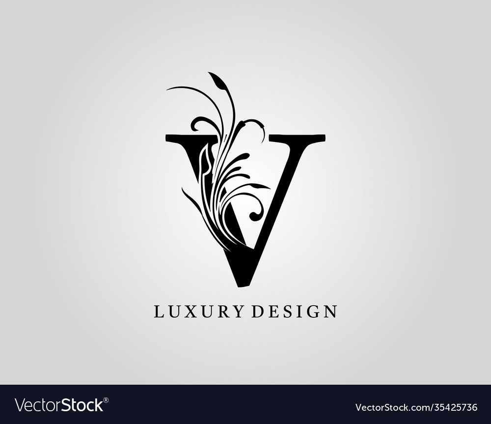 Vintage v letter floral design classic monogram