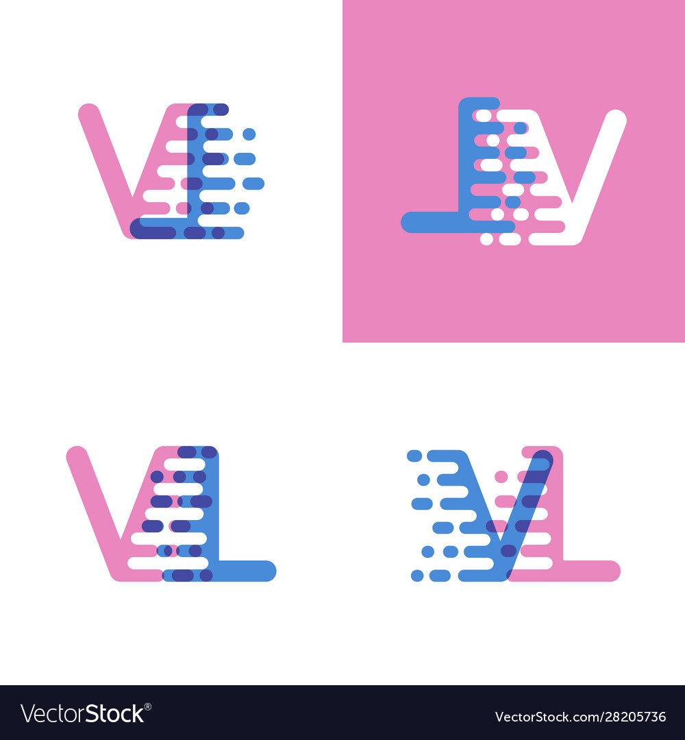 Vl letters logo with accent speed soft pink