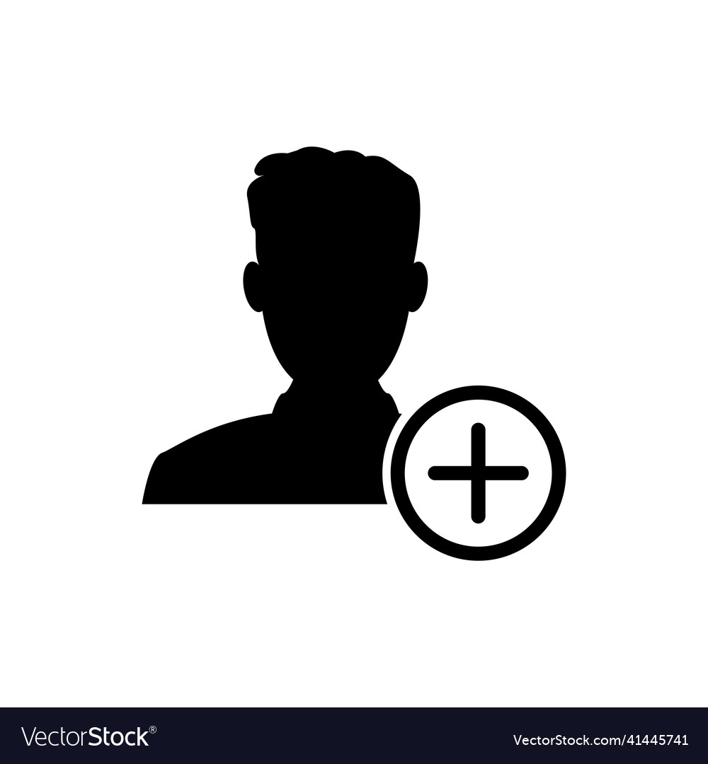 Add new user icon in flat style isolated on white vector image Add new user icon in flat style isolated on white