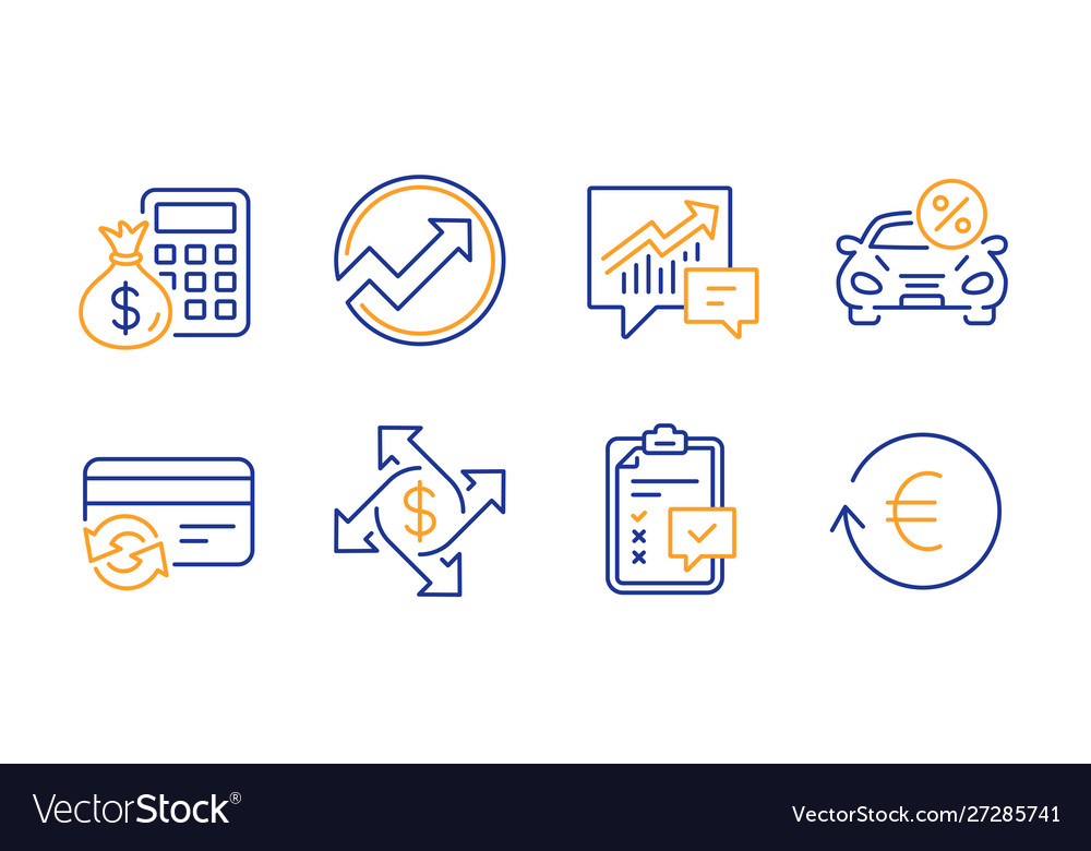 Audit payment exchange and change card icons set