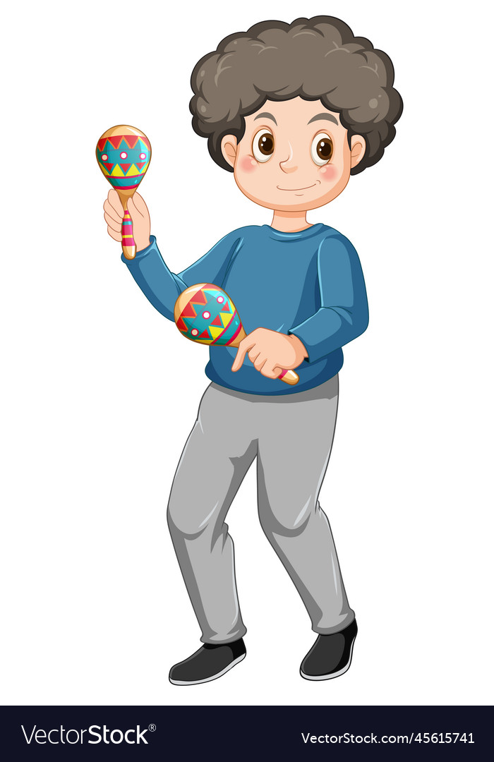 Boy playing maracas Royalty Free Vector Image VectorStock