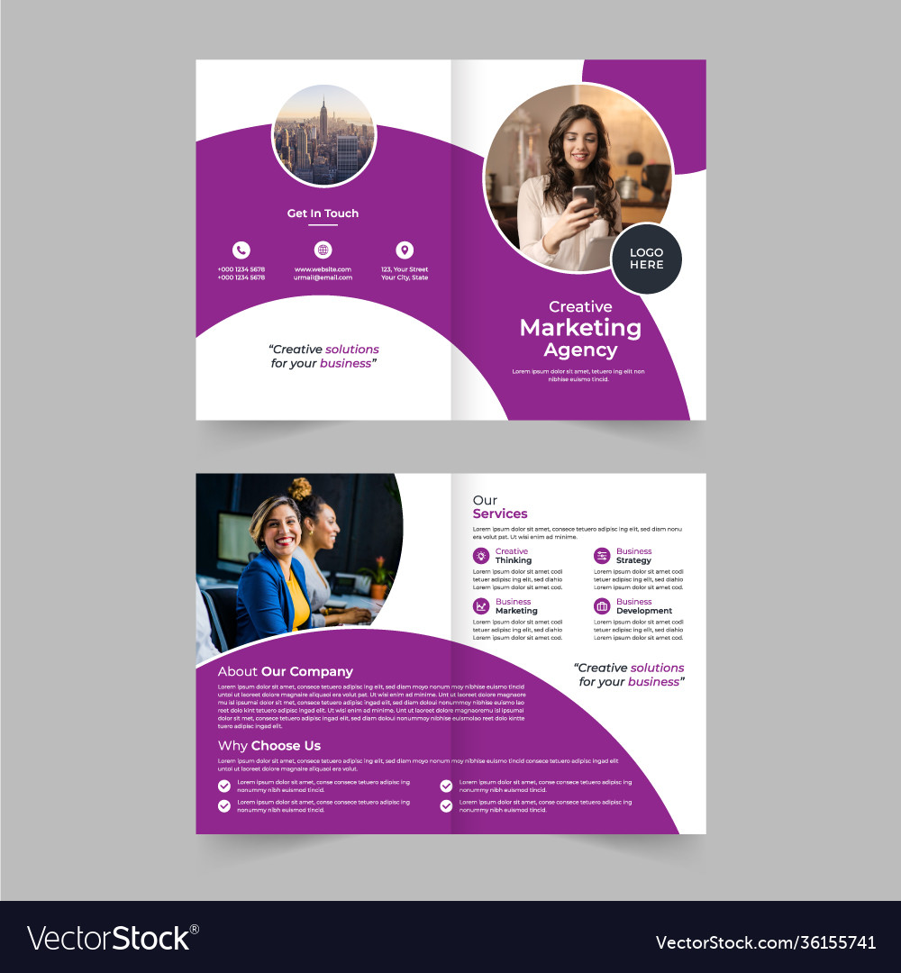 Creative bi fold brochure design vector image Creative bi fold brochure design