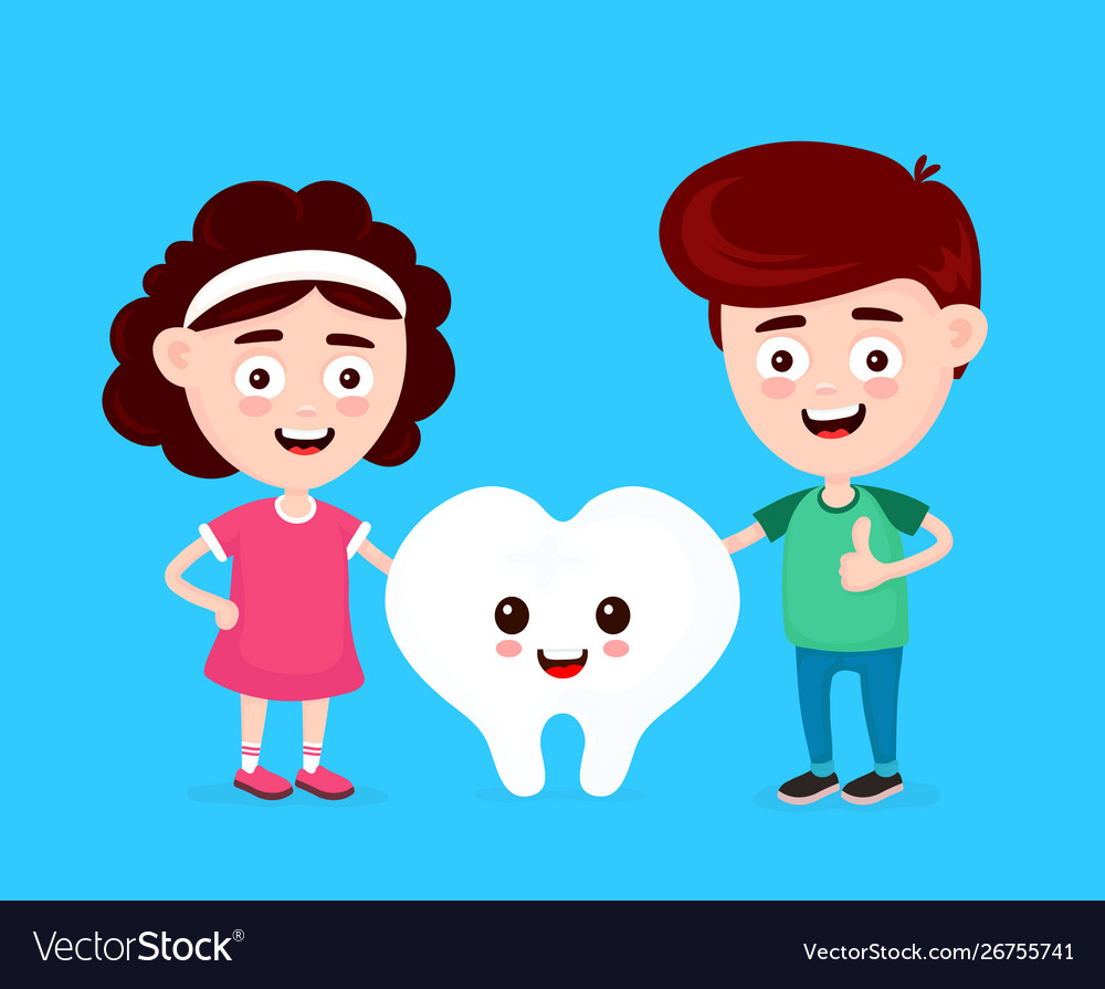 Cute happy funny smiling boygirl and white tooth