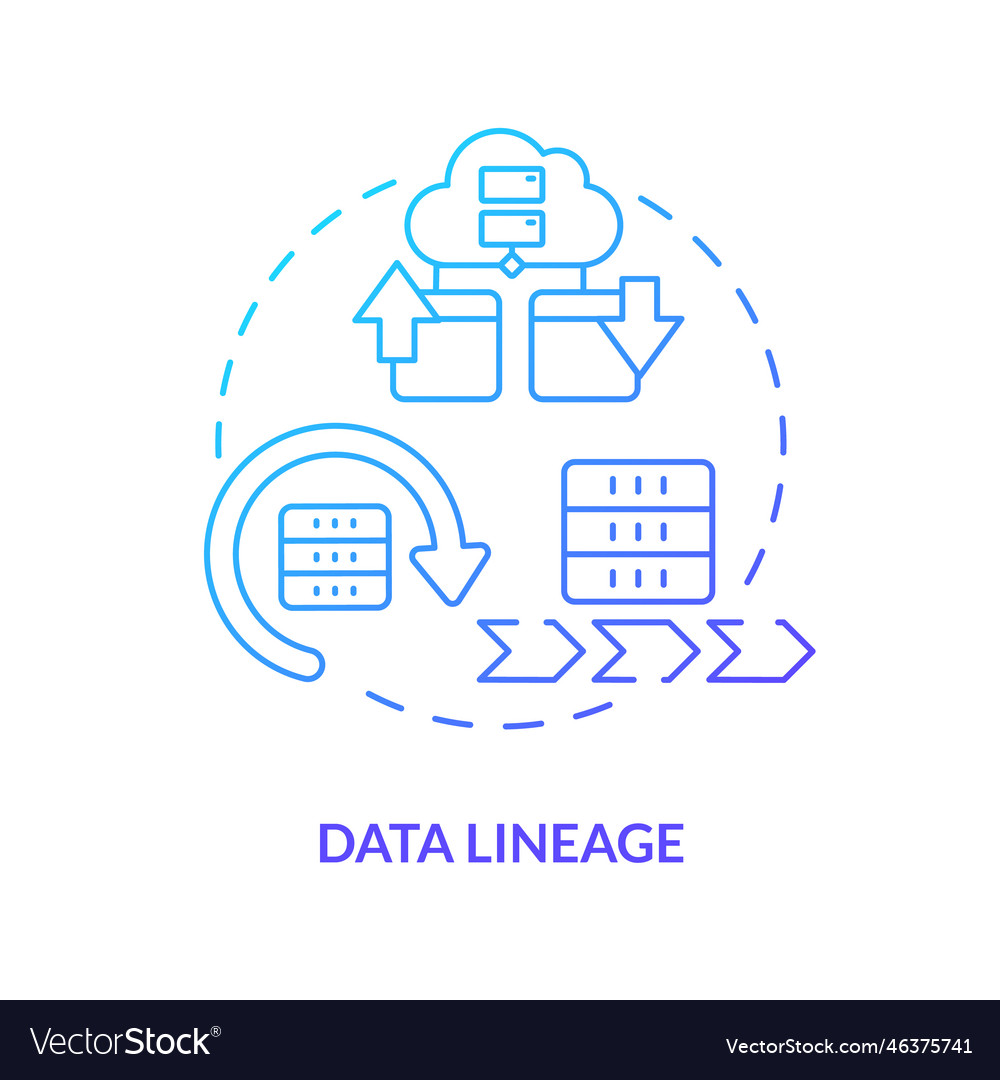 Data lineage blue gradient concept icon Royalty Free Vector