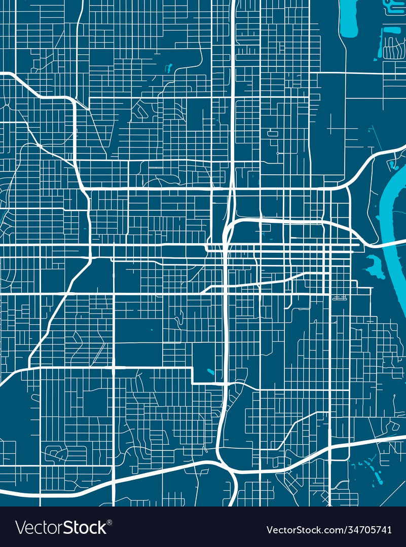 Detailed map omaha city linear print map Vector Image