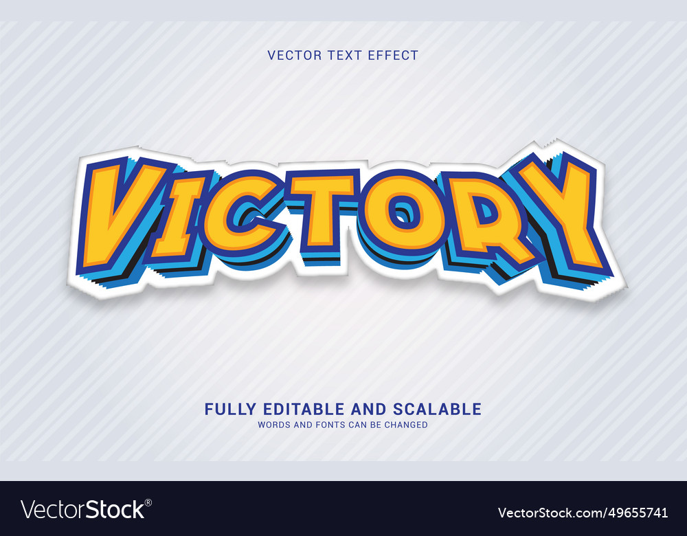 Editable text effect victory style Royalty Free Vector Image